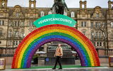 Giant recycling rainbow unveiled outside leeds train station