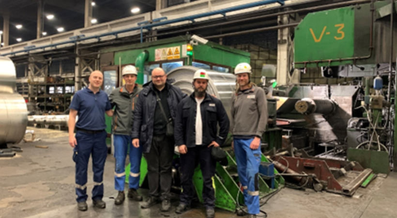 Representatives from Impol Seval and Primetals Technologies on site when the first coil was produced at Impol Seval’s cold rolling mill.