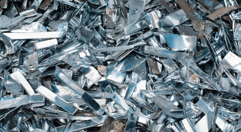 Aluminium scrap metal pieces.